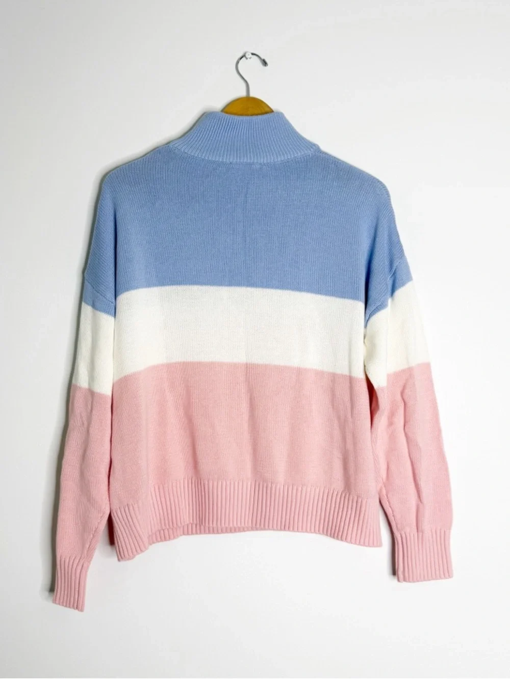 Ellsworth & Ivy Tennis Quarter Zip Sweater Small Blue Pink Colorblock Preppy